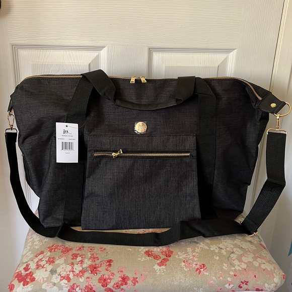 JM Collection Handbags - NWT JM Jessica Moore Dark Grey Weekend Tote Bag, Duffel Travel Work Gym School